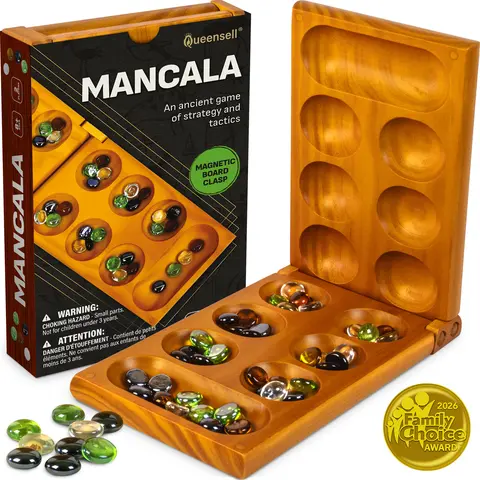 Mancala Board Game with Magnetic Lock