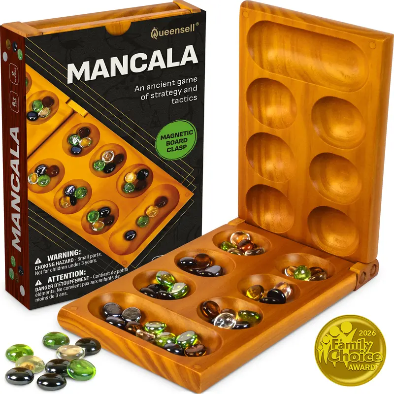 Mancala Board Game with Magnetic Lock