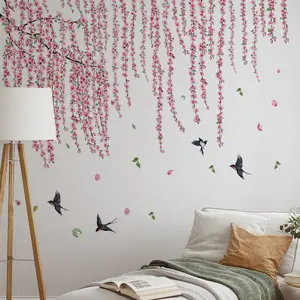 Flower Pattern Wall Sticker, Self Adhesive Wall Decal, Wall Art Decorative Sticker for Home Living Room Bedroom, Ornaments