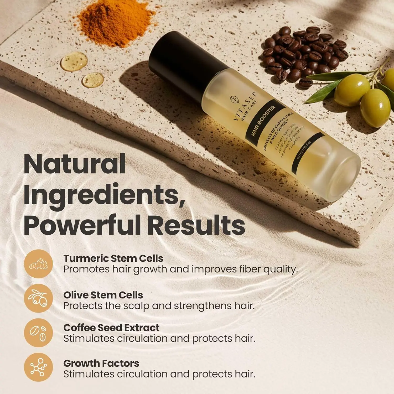 Vitasei Hair Booster 2 Fl Oz  Hair Revitalizing Serum with Capilia Longa,  Wild Olive Stem Cells