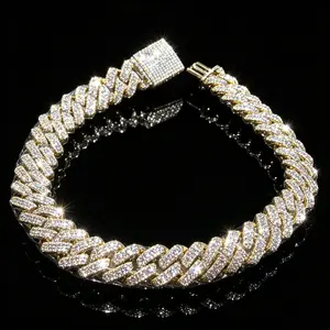 RCC Iced Out Baguette Cuban Link Chain, K Plated Cubic Zirconia Hip Hop Necklace for Men Rappers Streetwear