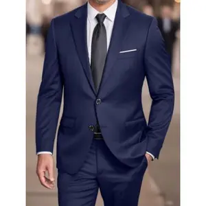 2pcs Men's Fashion Set Jacket Suit and Trousers Elegant Business Casual Banquet Party Formal Menswear
