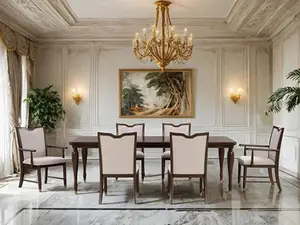 FM34001CH-T-7PC Westerham Dark Cherry Finish 7 PC Transitional Dining Table Set with Gold Capped Legs