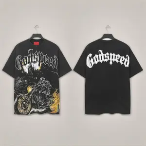 Pure Cotton Classic Retro Godspeed Rock music Hip-hop new outdoor trendy rock band unisex loose short-sleeved T-shirt for teenagers