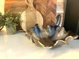 Decorative Resin-Brass Tableware Bowl for Fruit Display