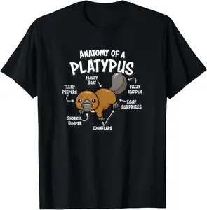 100% Cotton Funny Mens Womens & Kawaii Anatomy of a Platypus Lover T-Shirt