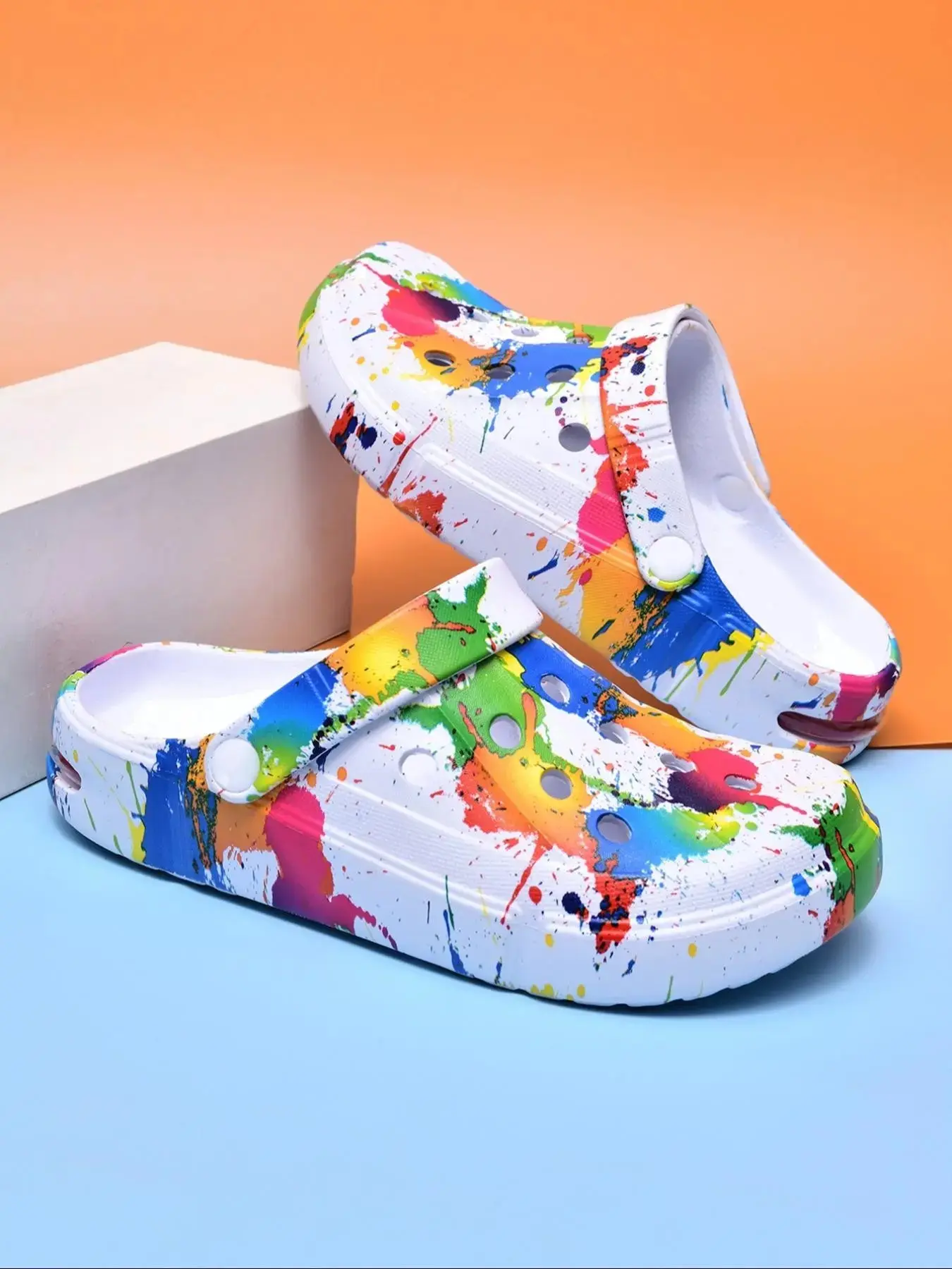 Unisex Color Tie Dye Design Clogs, Casual Comfortable Breathable Sandals Beach, Outdoor Sandals Women & Men, Sandals