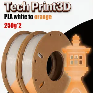 Tech Print3d 3D Pla Filament 1.75mm (±0.03mm), High Brightness, Long-Lasting Glow, Suitable for Most Fdm 3D Printers, 250g X 2 Spools