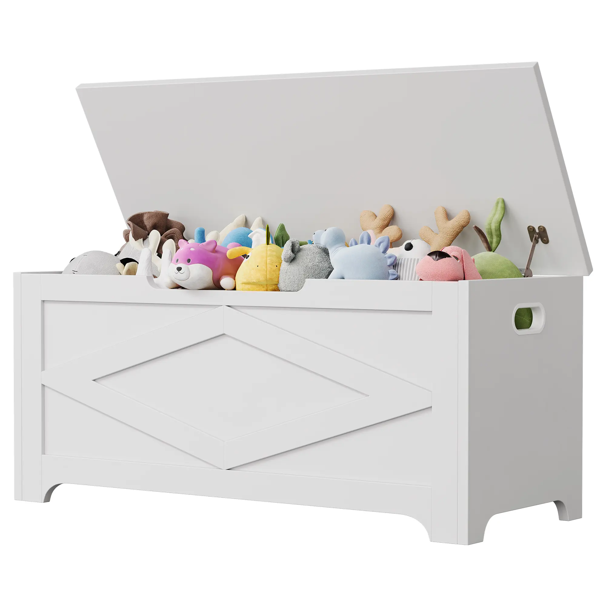 Farmhouse Storage Chest Wooden Storage Bench with Safety Hinges Heavy Duty 300lbs Shoe Bench Toy Box Blanket Trunk with Handles Clothes Organizer Cabinet for Entryway Bedroom Living Room 39.4 Inch Modern Rustic