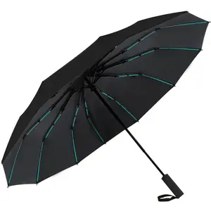 Large Double-Ribs Umbrella Automatic Folding Umbrella for Women Men, Travel, UPF 50+ UV Protection