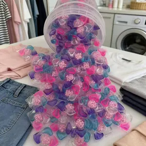 Upgrade Five-In-One Laundry Pods, Laundry Detergent Beads, 60pcs Bucket Pack, Long-Lasting Scent 72 Hours, Strong Stain Removal, Fabric Softener, Antibacterial, Dust Mite Removal