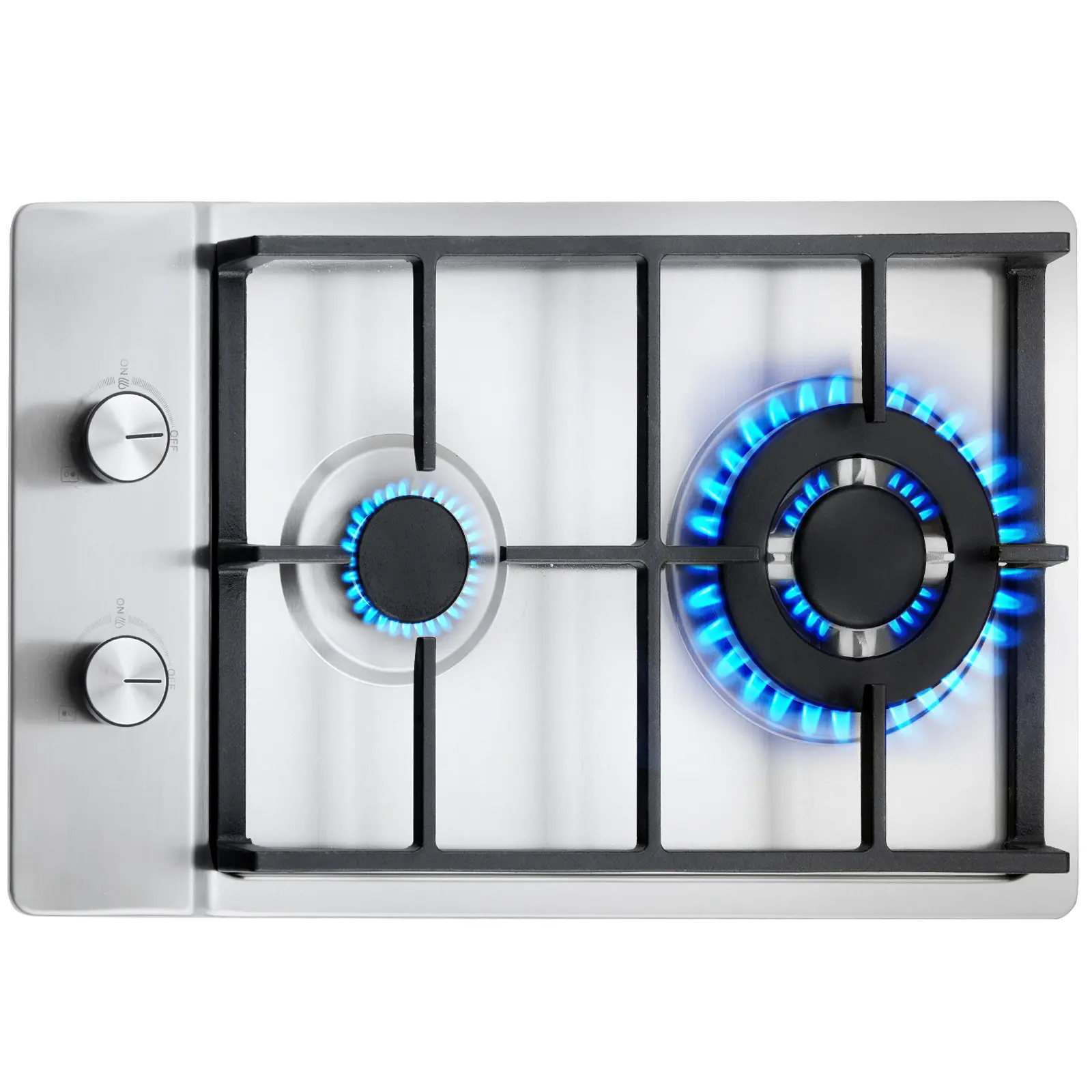Gas Cooktop 12 inch, Max 12250BTU 2 Burners Built-in Stainless Steel Gas Stove Top, LPG/NG Convertible Dual Fuel Natural Gas Hob with Thermocouple Protection for Outdoor, Kitchen, Camping, RV