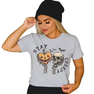 Stay Creepy Ash Grey T-Shirt - Bleached - Gildan - Unisex - Spooky Shirt
