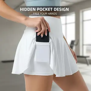 Women's Plus Size High Waist Stretchy Sports Skort, Comfortable Pockets Short Skirt with Built-in Shorts, Suitable for Outdoor Activities, Athletic Skort for All Seasons