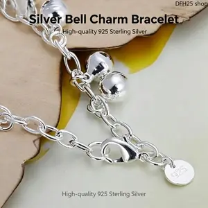 925 Sterling Silver Bell Charm Bracelet, Adjustable Lobster Clasp, Stylish Accessory for Women, Perfect for Weddings, Parties & Daily Wear