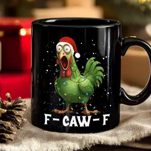 F-Caw-F Rooster Coffee Mug, Funny Chicken Lover Gift, Hilarious Farm Animal Mug For Adults, Farmhouse Humor Cup, Gag Gift For Coworker 11oz/15oz Ceramic with Handle