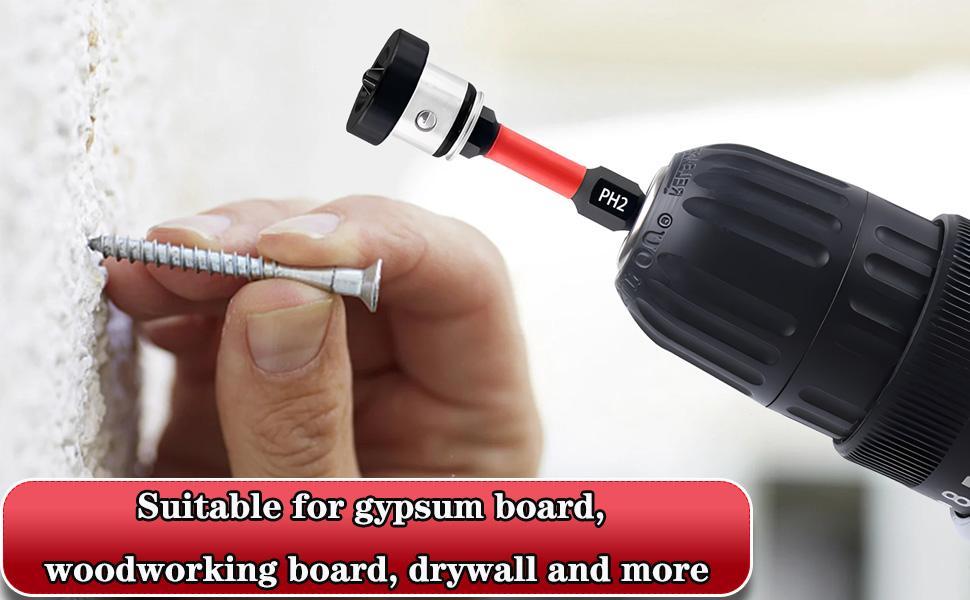 5pcs Drywall Bit Attachment with Depth Stop, PH2 Magnetic Drywall Screwdriver Bits for Countersinking Drywall Screws in Plasterboard, 1/4 Inch Hex Shank Plasterboard Bit 5pcs Drywall Bit Attachment with Depth Stop, PH2 Magnetic Drywall Screwdriver Bits for Countersinking Drywall Screws in Plasterboard, 1/4 Inch Hex Shank Plasterboard Bit