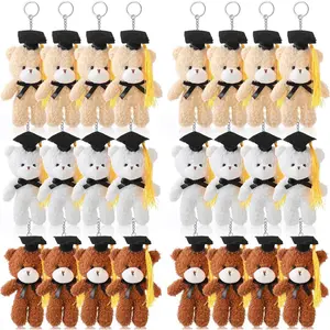 24 Pcs Class of 2026 Mini Graduation Bears Bulk 4. 72'' Grad Bears Animal Plush with Cap for Prek Kindergarten Graduation Gifts(Black)