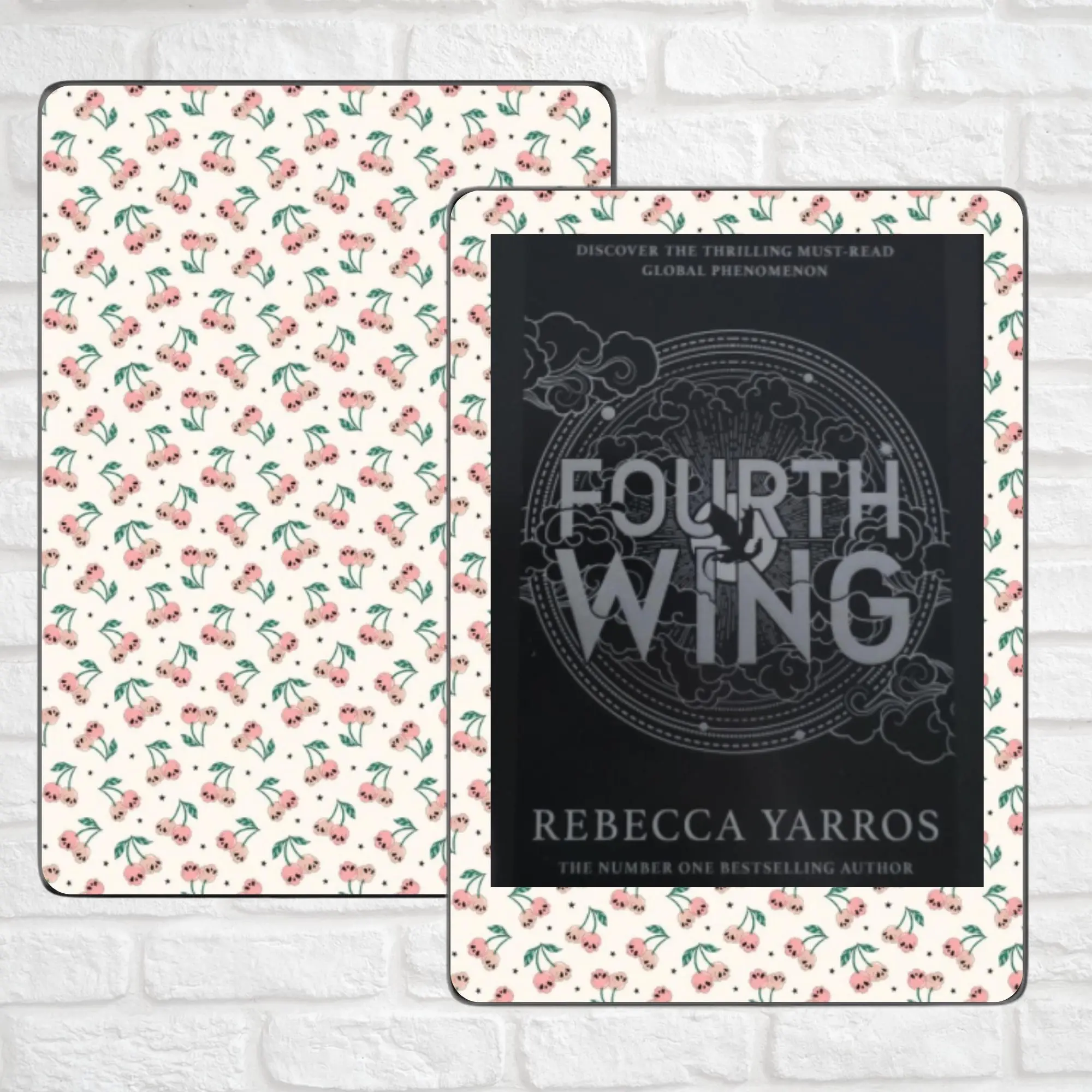 Cherry Skulls Kindle Skin - Halloween Theme Vinyl Decal for Kindle/ E-Reader Accessory - Removable Front & Back Decal - Bookish Gifts