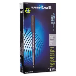 Uni-Ball UBC 0.5 mm Micro Black Ink Black Matte Barrel ONYX Stick Roller Ball Pen - 1 Dozen