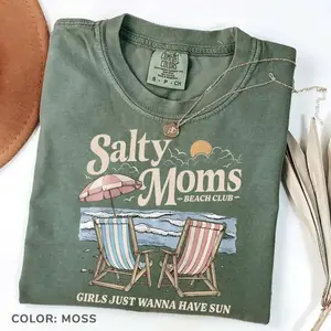 Comfort Colors Vintage The Beach Club T-shirt, Salty Moms Beach Club Instant T-shirt, Retro Beach Girl Tee, Trendy Summer Vibes - SoftHype Apparel