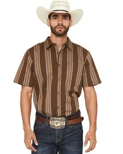 Cody James Men's Silas Stripe Print Short Sleeve Button-Down Stretch Western - Cjsp26w12-Bn