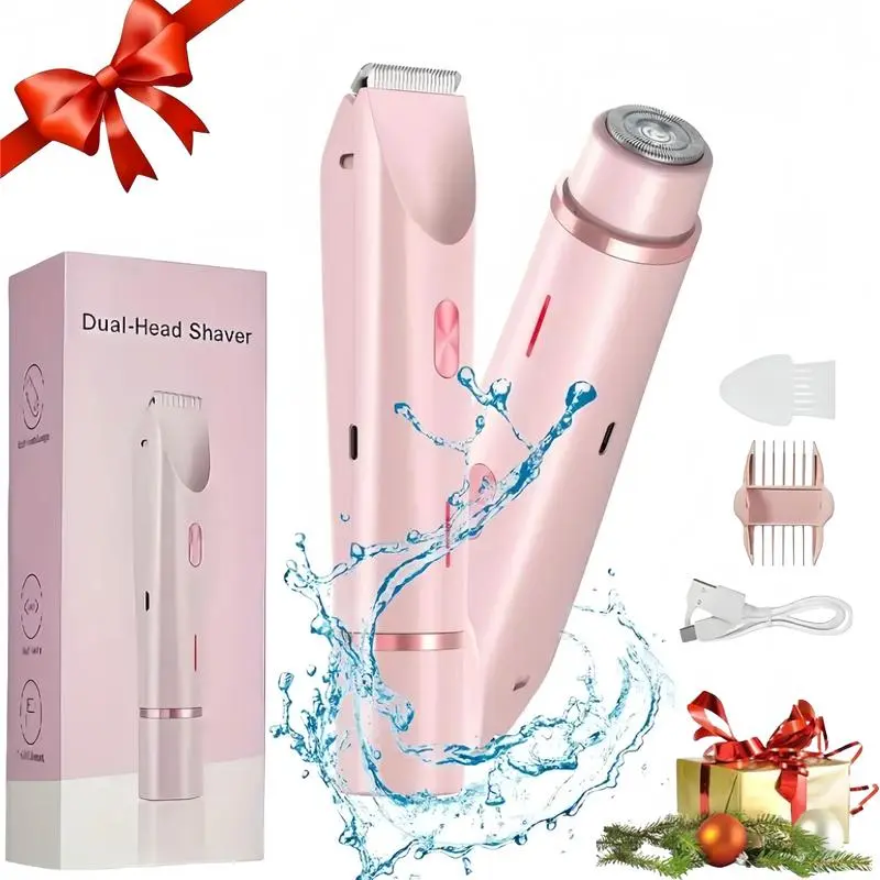 Women's Rechargeable 2-in-1 Waterproof Bikini Trimmer-Electric Shaver, Dual Heads, Painless Grooming Tool, Summer Personal Care Gift