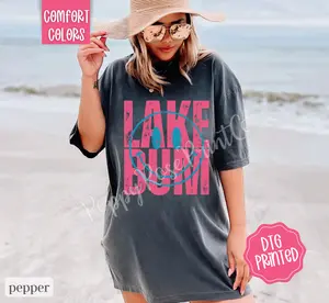 Lake Bum Shirt Comfort Colors, Cute Summer Oversized Tee Shirt, Swimsuit Cover Up