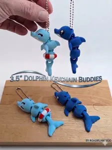 3.5 Inch Articulated Dolphin Keychain Cute Ocean Life Ring Fidget Buddy Set