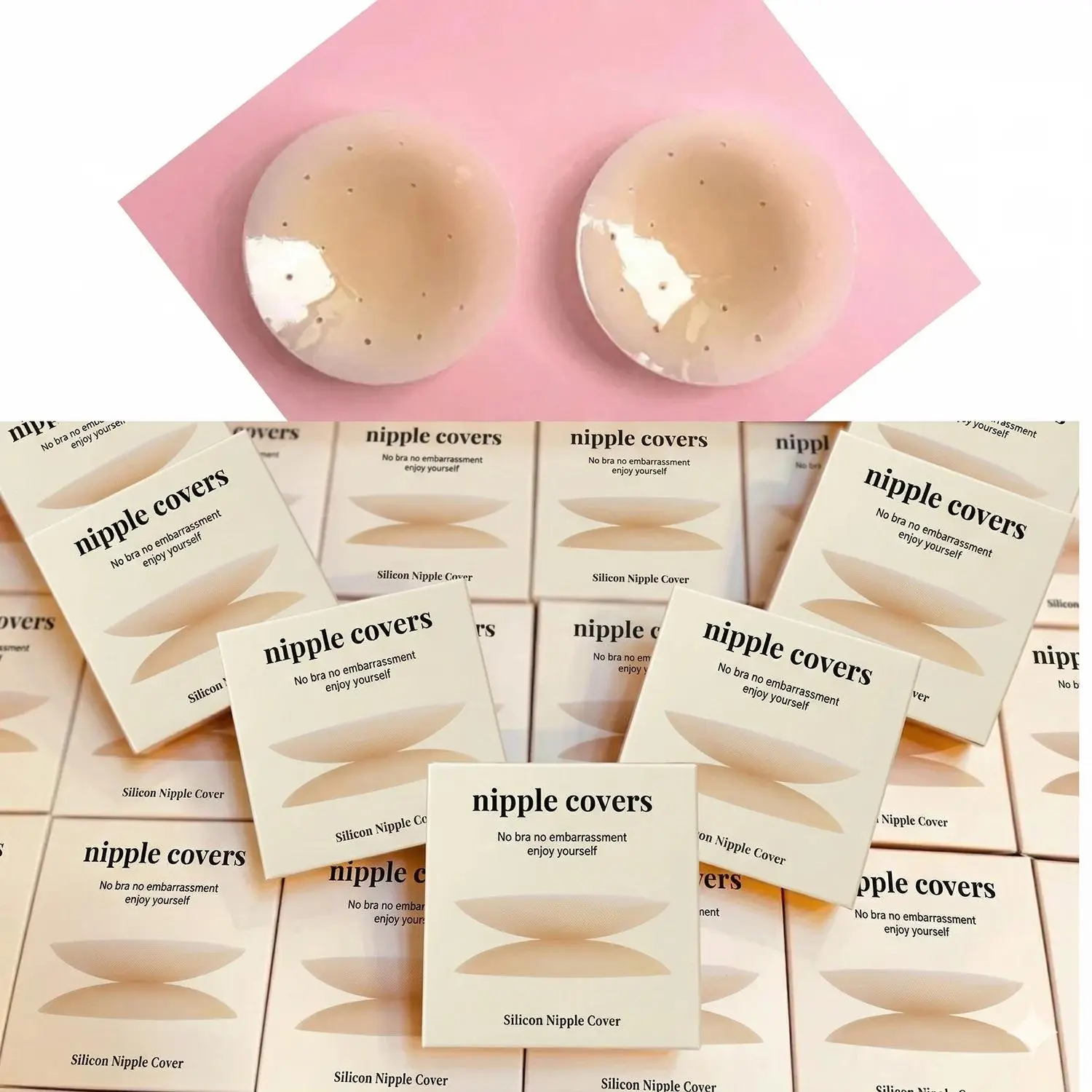 Self-Adhesive Medical Grade Silicone Nipple Covers | Strong Sticky Reusable Breast Patches with Storage Box | Invisible 10cm Anti-Bump Lift