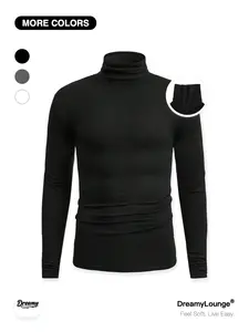 Men's Fitted High Neck Long Sleeve Top, Stretch Warm Base Layer, Ideal for Home Wear, Outdoors, Gym, Street Style