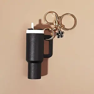 Mini Tumbler Keychains With Flower Charm