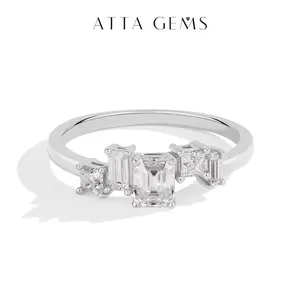 5*4mm Synthetic Moissanite Ring Simple Daily Wear Birthday Present Fine Jewelry R167