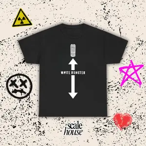 WHITE MONSTER SHIRT - Man Menswear Oversized Tshirt Streetwear Casual Funny Joke Cotton Shortsleeve Crewneck Top Ironic Satire Prank