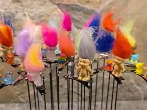 Retro Mini Doll Hat Clips – Neon Mini Doll Sprout Clips for Festivals, Raves & Nostalgic Style - Pack of 10 count
