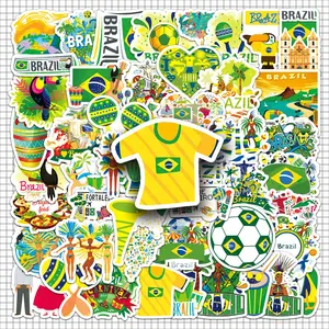 Brazil Themed Sticker, 100pcs/set Creative Cartoon Sticker, DIY Decorative Sticker for Phone Case, Skateboard, Laptop, Guitar, Bag, Ornaments