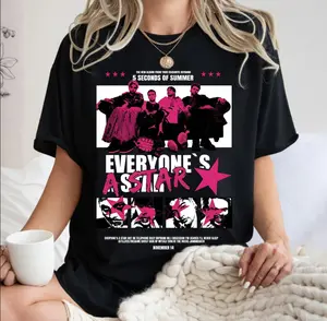 5SOS Album Graphic T-Shirt, 5 Seconds Of Summer Boy Band Tee, Everyone's A Star Tour Shirt