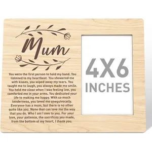 Mum Gift Wood Photo Frame, Thank You from The Bottom of My Heart, Christmas Birthday Mother's Day Picture Frame Gifts for Mom Mama from Daughter Son Best Mom Ever Gift