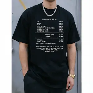 "JESUS PAID IT ALL Graphic Print Tee - Soft, Breathable, Casual Short Sleeve T-Shirt for Men - Perfect for Summer, Outdoor Activities, and Faith-Based Events "