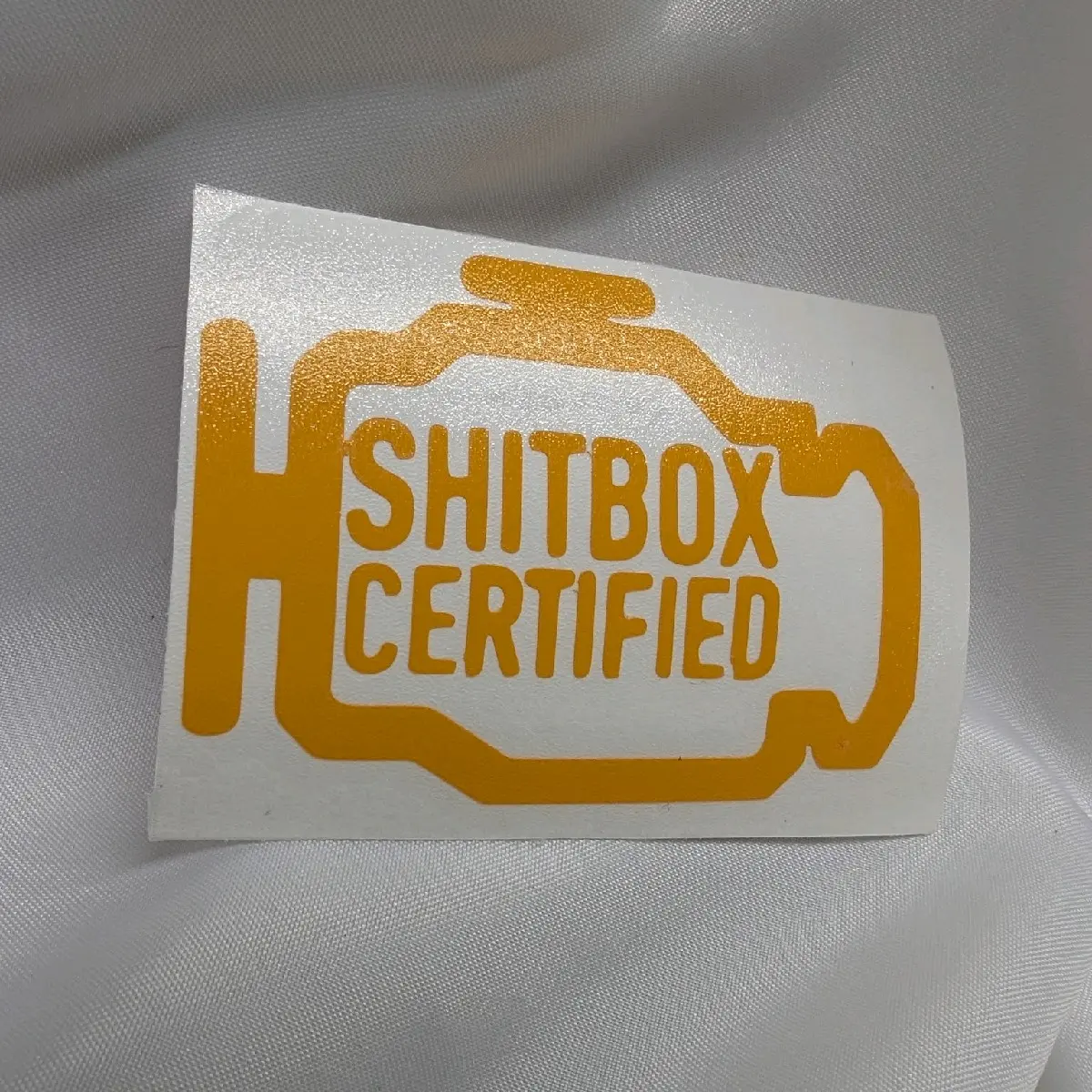 Yellow Check Engine Light Sh*tbox Certified Vinyl Decal 3" - Car Stickers & Exterior Accessories