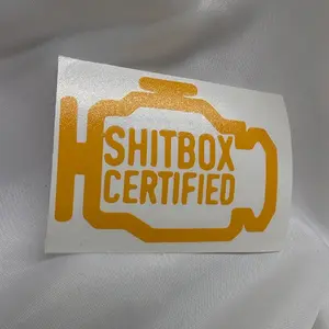 Yellow Check Engine Light Sh*tbox Certified Vinyl Decal 3" - Car Stickers & Exterior Accessories