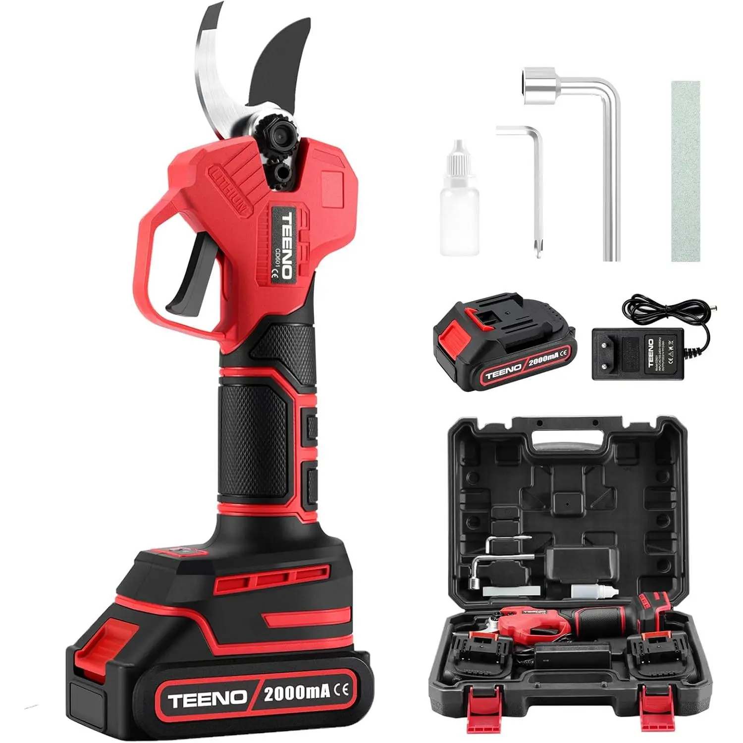 TEENO Brushless Cordless Electric Pruning Shears, 2000mAh Batteries, Professional Pruning Shears Blade Suitable for Gardens, Branches