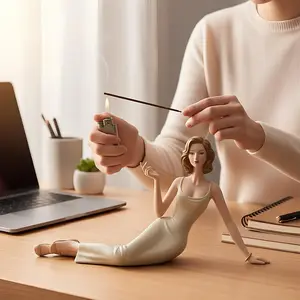1pc Handcrafted Ceramic Aroma Statue, Modern Abstract Side-Lying Woman Scent Diffuser, Decorative Ornament for Home Décor