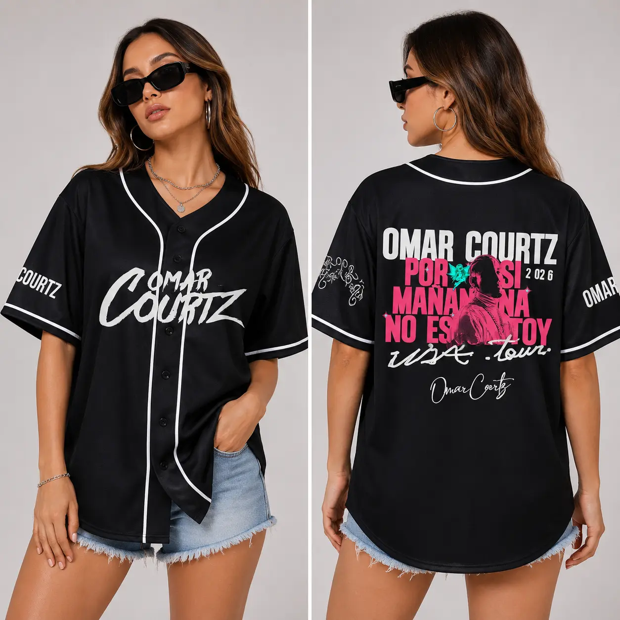 Omar Courtz Por Si Mañana No Estoy Graphic Baseball Jersey, Omar Courtz Tour Shirt, Unisex Button Up Jersey, Streetwear Concert Fan Gift