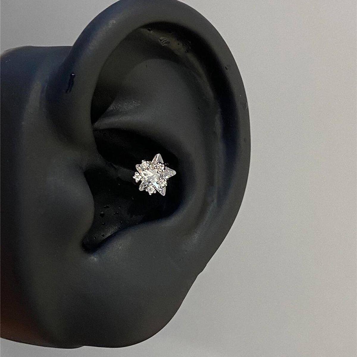 Women's Summer Five-Pointed Star Ear Cartilage Studs, Exquisite Zirconia Threaded Earrings, Personalized Holiday Anniversary Jewelry Gift for Women Women's Summer Five-Pointed Star Ear Cartilage Studs, Exquisite Zirconia Threaded Earrings, Personalized Holiday Anniversary Jewelry Gift for Women