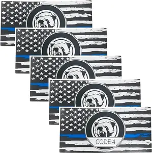 Thin Blue Line Sticker - Code 4, Thin Line Flag Car Decal, Police Support Stickers - American Flag Thin Blue Line Decal for Cars, Trucks, Windows, Laptops
