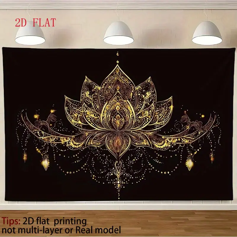 1-Piece Bohemian Mandala Wall Hanging Backdrop Banner, Handmade Craft Lotus Medallion Art Texture Soft Polyester Fabric, for Living Room Bedroom Decoration, Multiple Uses Creative Gift