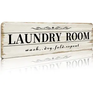 Laundry Room Aluminum Sign 4"x16" Wash Dry Fold Repeat Vintage Wall Decor # MetalSigns # LaundryRoomDecor # VintageDecor # HomeDecor