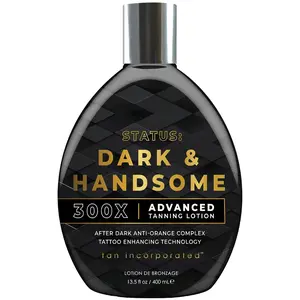 Tan Inc Status: Dark & Handsome Tanning Lotion, 300X Advanced Bronzing Formula with Anti-Orange Complex & Tattoo Enhancing Tech, 13.5 Fl Oz