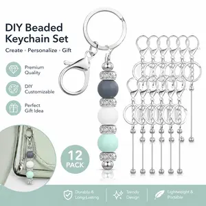 12 Pcs Metal Beadable Keychain Bars – DIY Blank Keychains for Jewelry Making, Unfinished Pendants for Letter Beads, Charms – Key Ring Base for Personalized Gifts tiktokshopspringglowup